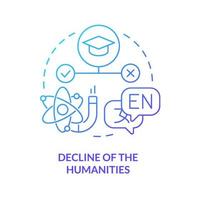 Decline of humanities blue gradient concept icon. Impractical discipline. Issue in higher education abstract idea thin line illustration. Isolated outline drawing. vector