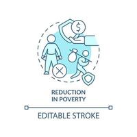 Reduction in poverty turquoise concept icon. Solution to overpopulation abstract idea thin line illustration. Isolated outline drawing. Editable stroke. vector