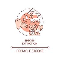 Species extinction terracotta concept icon. Wildlife. Consequence of overpopulation abstract idea thin line illustration. Isolated outline drawing. Editable stroke. vector