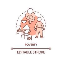 Poverty terracotta concept icon. Low life quality. Cause of overpopulation abstract idea thin line illustration. Isolated outline drawing. Editable stroke. vector