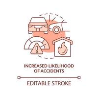 Increased likelihood of accidents terracotta concept icon. Overcrowding problems abstract idea thin line illustration. Isolated outline drawing. Editable stroke. vector