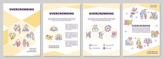 Overcrowding yellow brochure template. Population growth issue. Leaflet design with linear icons. Editable 4 vector layouts for presentation, annual reports.