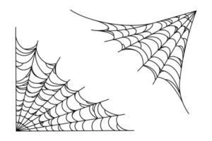 marco de telaraña para diseños de halloween. esquinas de telaraña aisladas en fondo blanco. ilustración vectorial vector