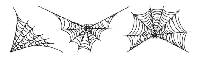 telas de araña aisladas sobre fondo blanco. espeluznantes telarañas de halloween. ilustración vectorial vector