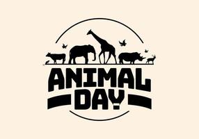 día mundial de los animales con un grupo de animales celebrado el 4 de octubre. vector