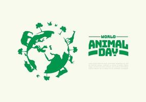 día mundial de los animales con animales en el globo terrestre celebrado el 4 de octubre. vector