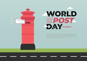 World post day background with red box celebrated on october 9th. vector