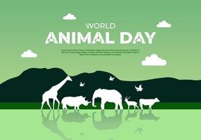 día mundial de los animales con animales en el lago celebrado el 4 de octubre. vector