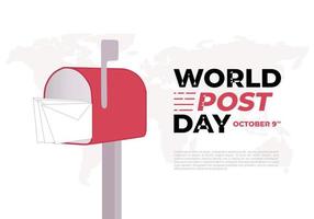 World post day with red postcard isolated on white background. vector