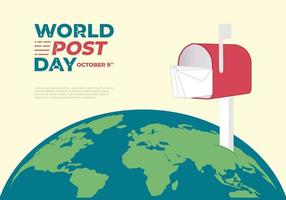 World post day background with red box on earth. vector