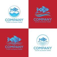 Fishing Vector Logo Design Template. Fish And Wave Logo. Fishing Concept .