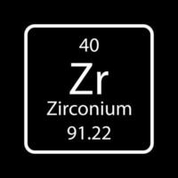 Zirconium symbol. Chemical element of the periodic table. Vector illustration.