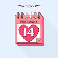 Tear-off calendar for february. Happy valentines day, 14 february vector