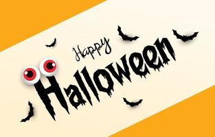 tarjeta de felicitación de halloween. letras de arte decoradas con fantasmas y murciélagos del globo ocular. idea de tarjeta de invitación o regalo para regalar fantasmas. fondo de ilustración vectorial vector