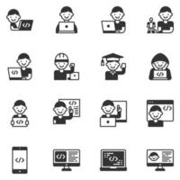 vector de icono de codificación para niños, computadora, programación, desarrollo, estudiante