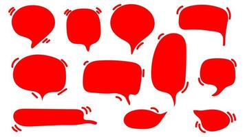 speech bubble set. blank red cartoon chat box isolated on white background