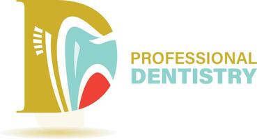 diseño del logotipo de la letra d de cuidado dental saludable. diseño de logotipo vectorial de dentista y clínica dental. vector