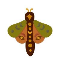 Ilustración de vector de mariposa celestial. polilla mística con luna. insecto mágico aislado. símbolo de alquimia esotérica para afiches, tarjetas, estampados de camisetas, pegatinas.