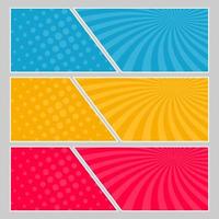 Set of multi colored pop art banners vector