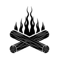 Vintage retro fire for camping. Can be used like emblem, logo, badge, label. mark, poster or print. Monochrome Graphic Art. Vector Illustration.