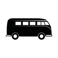 Vintage retro van bus for camping. Can be used like emblem, logo, badge, label. mark, poster or print. Monochrome Graphic Art. vector