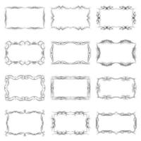 Set of twelve decorative vintage horizontal frames vector