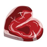vector of a slice of meat in the shape of love