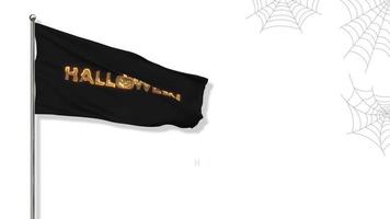 Happy Halloween Fire Text Animation of Waving Flag, 3D Rendering, Chroma key, Luma Matte Selection video