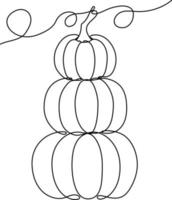 Trendy contour pumpkins continuous line drawing vector