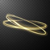 Yellow glowing shiny spiral lines abstract light speed and shiny wavy trail vector