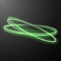 Green glowing shiny spiral lines abstract light speed and shiny wavy trail vector