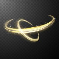 Yellow glowing shiny spiral lines abstract light speed and shiny wavy trail vector