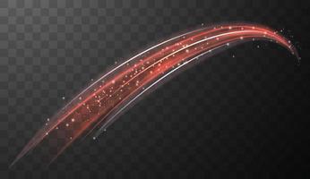 Red glowing shiny spiral lines abstract light speed and shiny wavy trail vector