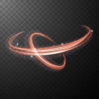 Red glowing shiny spiral lines abstract light speed and shiny wavy trail vector