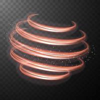 Red glowing shiny spiral lines abstract light speed and shiny wavy trail vector