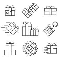 Set of gift box flat icon on white background, vector illustration