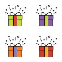 Set of gift box on white background, vector illustration