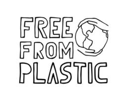 Free from plastic lettering for package paper design. Zero waste concept. Plastic pollution sticker label. vector