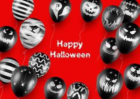 Halloween Poster and Banner Template with Black Balloons on Red background vector