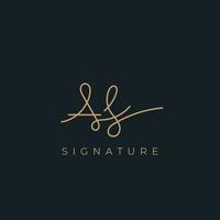 Unique Hand Lettering Signature AS Logo Design vector