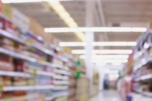 Supermarket aisle blur abstract background photo