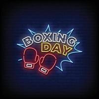 Neon Sign boxing day with Brick Wall Background vector