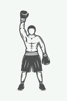 Vintage retro boxer. Can be used for logo, badge, emblem, mark, label. Monochrome graphic Art. Vector Illustration.