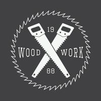 Vintage sawmill logo with saws. Vector illustration