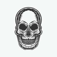 Vintage retro woodcut antique scary skull. Can be used like emblem, logo, badge, label. mark, poster or print. Monochrome Graphic Art. Vector. vector