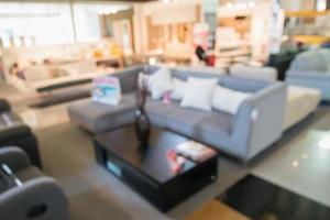 Abstract blur sofa in furniture showroom store interior with bokeh light background for montage product display photo