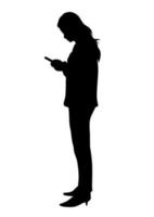 graphics silhouette Business woman hold smartphone for connection by technology vector illustration