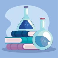 books and tube test laboratory icons vector