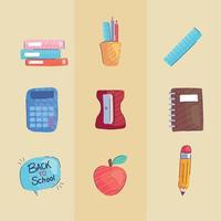 bundle of nine back to school set icons vector