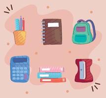 bundle of six back to school set icons vector